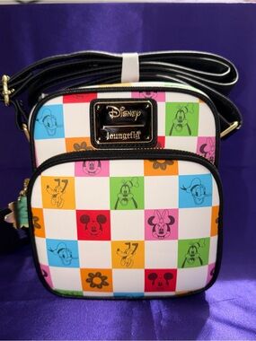 Loungefly Disney Multicolor Checker Mickey & Friends Crossbody